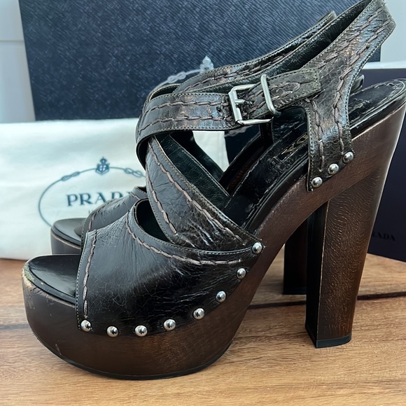 Prada platform calzature vit. Shine militare sandal - Picture 10 of 17